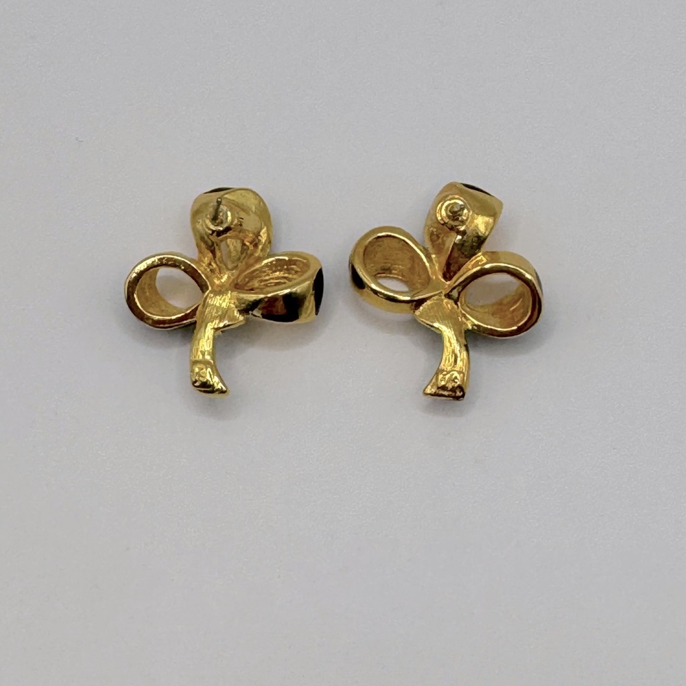 VINTAGE Enamel Bow Earrings - Picture 9 of 11